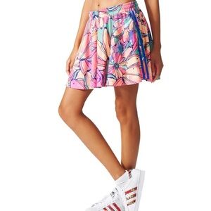 Adidas x FARM Rio Flared Floral Bananas Flared Mini Skirt Sz S